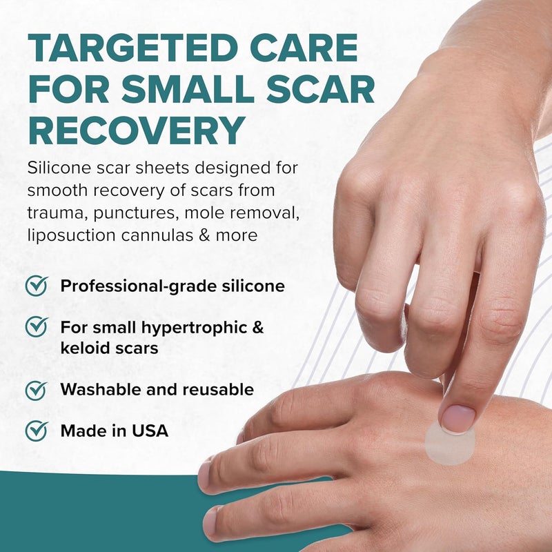 Epi-derm EpiDerm Natural Silicone Gel Sheeting for Scars - Epi-Derm Epi-Tabs (6 Clear Circles) - Image 2